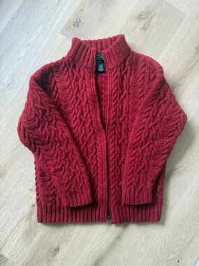 Vintage Lauren Ralph Lauren Wool Cable Knit Zip Jacket in Red